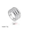 Retro Stainless Steel Flower Woven Geometric Ring with Wide Edges Double Layered Texture Simple and High-End Feeling Layered