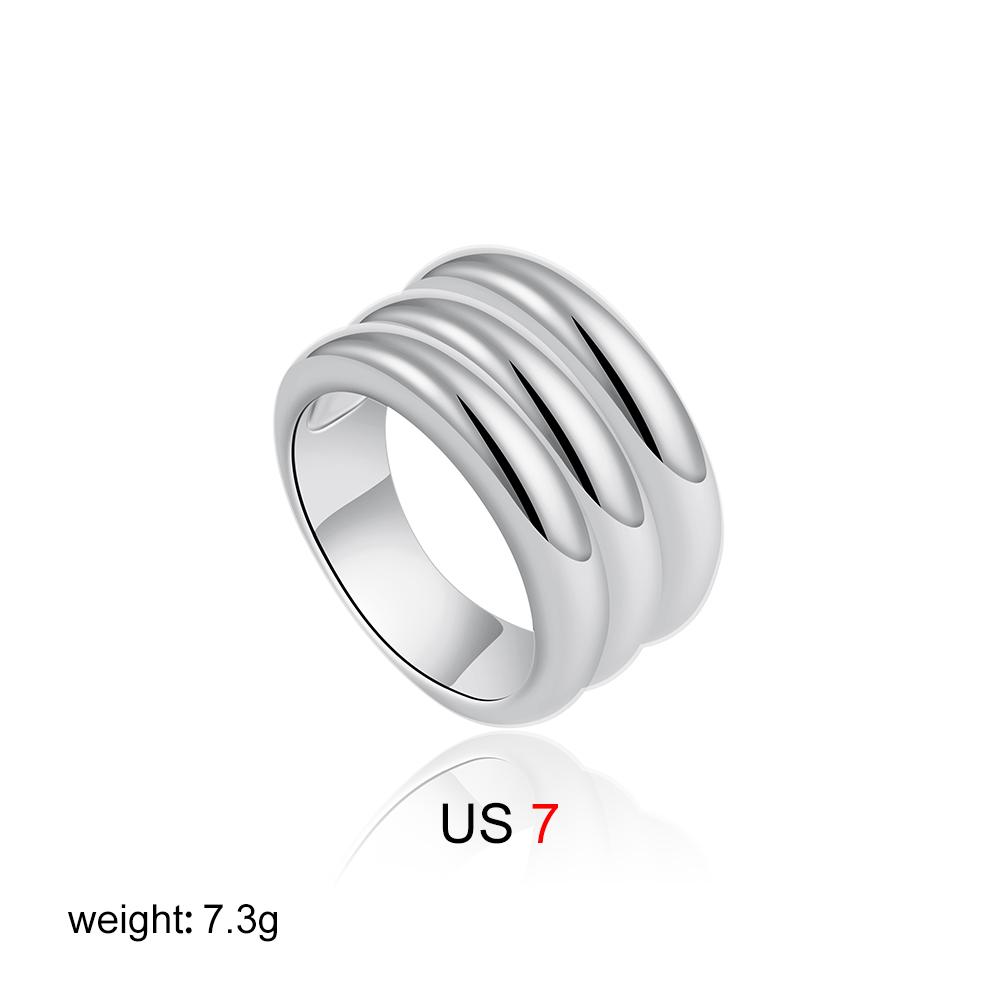Retro Stainless Steel Flower Woven Geometric Ring with Wide Edges Double Layered Texture Simple and High-End Feeling Layered