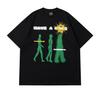 Men Cotton Oversized T-Shirt Summer Printed Harajuku Hip Hop Loose Tops Tees Round Neck Short Sleeve for Man