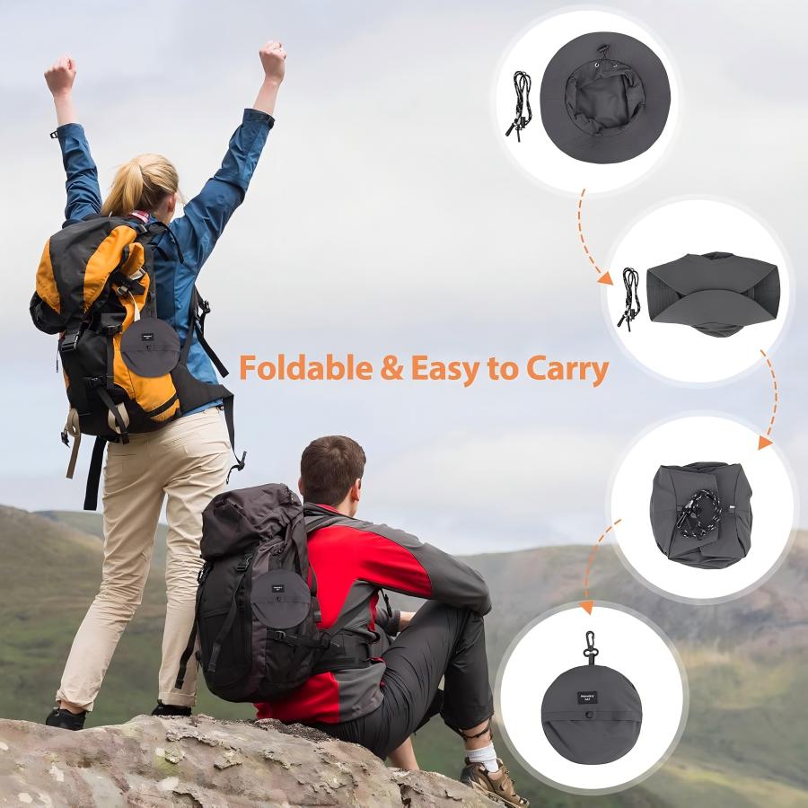 Cappello da Pescatore Impermeabile Protezione Solare Estiva a Secchiello per Campeggio Escursionismo Alpinismo con Sacca di Conservazione Anti-UV Sole