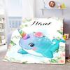 Personalized Name Blanket Cartoon Animal Digital Print Flannel Blanket Fun Gift Blanket