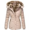 Winter Women Fashion Hooded Coat Faux Fur Warm Cotton Coats Casual Outerwear Fur Collar Jackets