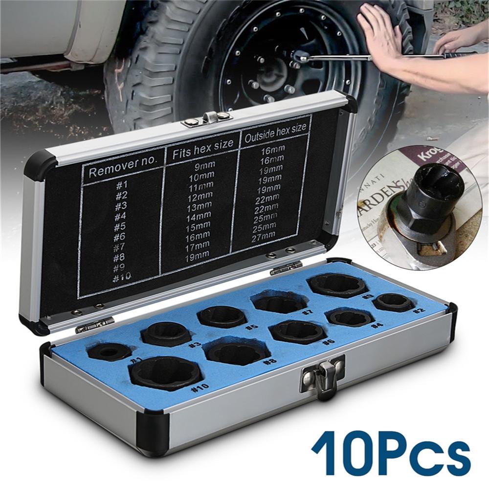 

черный (9-19 мм) Набор для удаления сломанных болтов 10 шт. Экстрактор поврежденных гаек и болтов Экстрактор шпилек Метрический Новый Low Mode