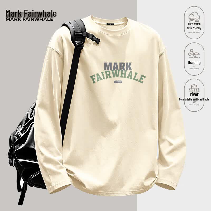 Mark Fairwhale Men's Pure Cotton Long Sleeve Round Neck T-Shirt