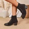 British Retro Style Pointed Head Casual Short Boots for Women Fashion Versatile Comfortable Coarse Heel Ankle Boots
