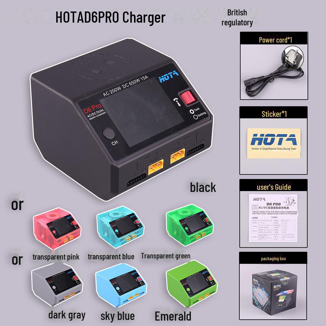 

HOTA D6Pro 650W 15A Розумний балансувальний зарядний пристрій для моделей літаків, автомобілів, кораблів і дронів - Підтримує літієві батареї, китайський та англійський інтерфейс.