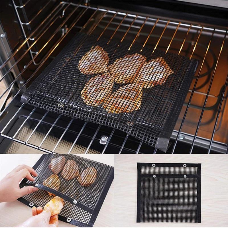 Non-Stick Mesh Grill Bag Barbecue Mat Reusable BBQ Grill Mat Vegetable Meat Cooking Pouch Heat Resistant BBQ Accessories Tools