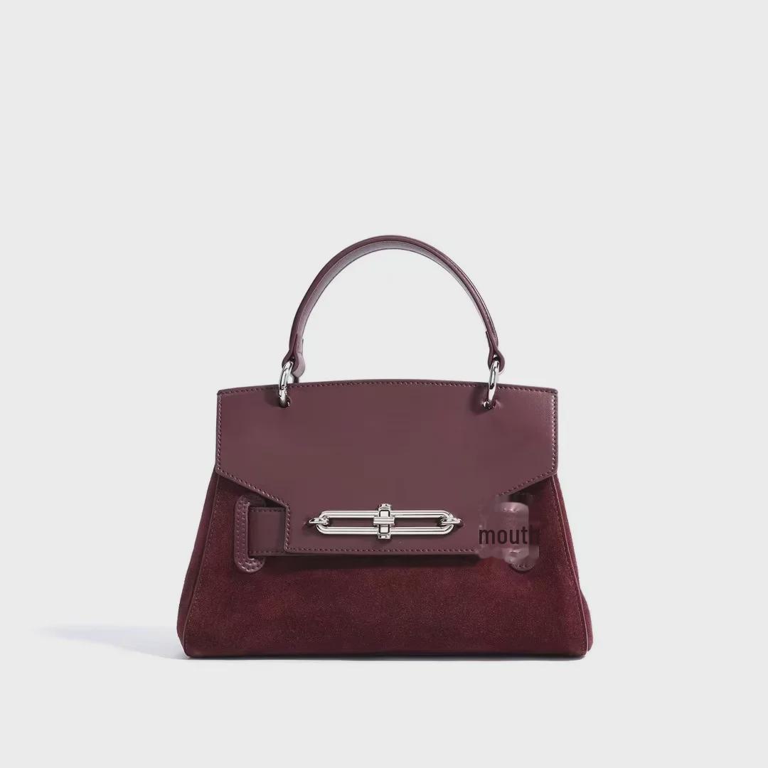 

2024 Women s Genuine Leather Crossbody Handbag: Small Square Kelly Bag with Palm Print and Lock 25cm Matte Kelly Bag