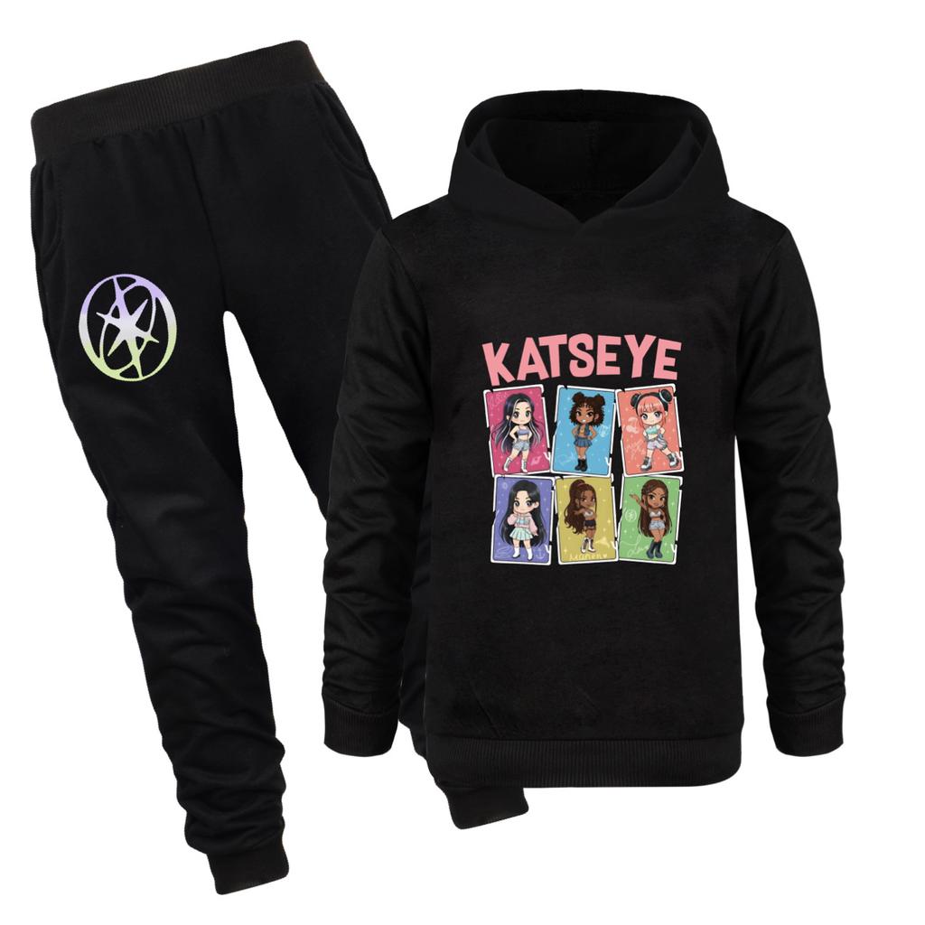 KATSEYE Retro Clothes Kids Fashion Beautiful Chaos Hoodie Pants 2pcs Set Toldder Girls Outfits Boys Tracksuits Children's Sets