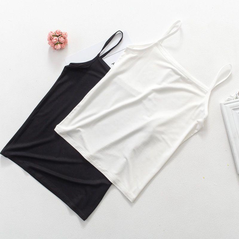 Women's Plus Size Lace Cotton Camisole - Slimming Black/White Spring Summer Top