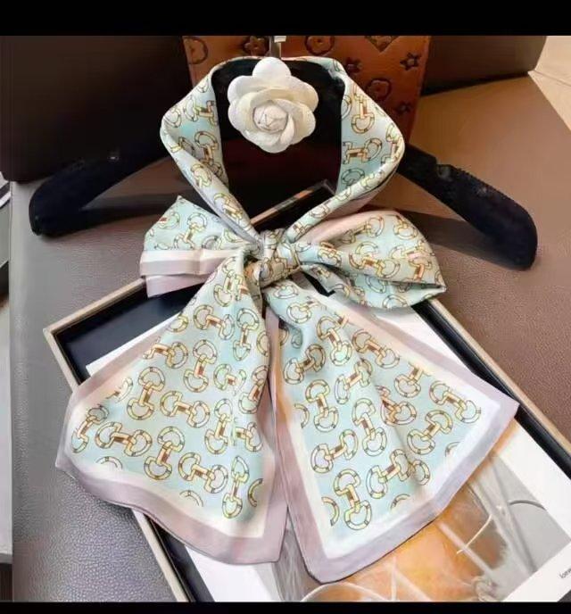 Big Brand Double-sided Printed Long Headband Silk Scarf Hin Scarf Ribbon Tie Bag Decoration Suit Scarf Waist Belt Multi Function