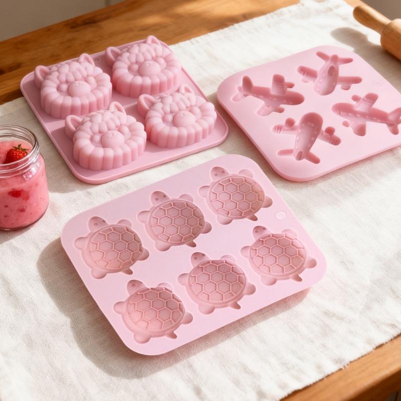 Set Of 4 Silicone Baking Molds Heat Resistant Nonstick Cake Molds For Easy Releases And Creative Designs Dishwasher Safe