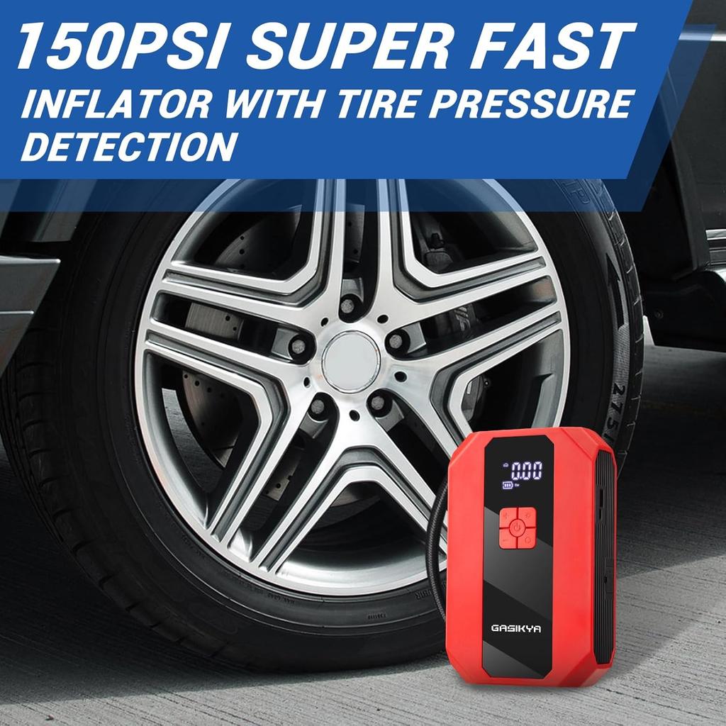 20000mAh Tragbarer Auto-Notfallstarter Luftpumpe Multifunktional 4-in-1 Luftkompressor Powerbank Autobatteriestarter Auto starten Reifenfüller