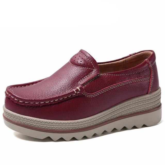 TIMETANG Herbst Damenschuhe flach Damenschuhe Plateau-Sneaker Mokassins Schuhe Damen Creepers ohne Schnürung Echtschuh Damenschuhe