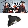 Soft Black Tricorn Hat Party Accessory Elegant Black Dress-up Theme Party Pirate