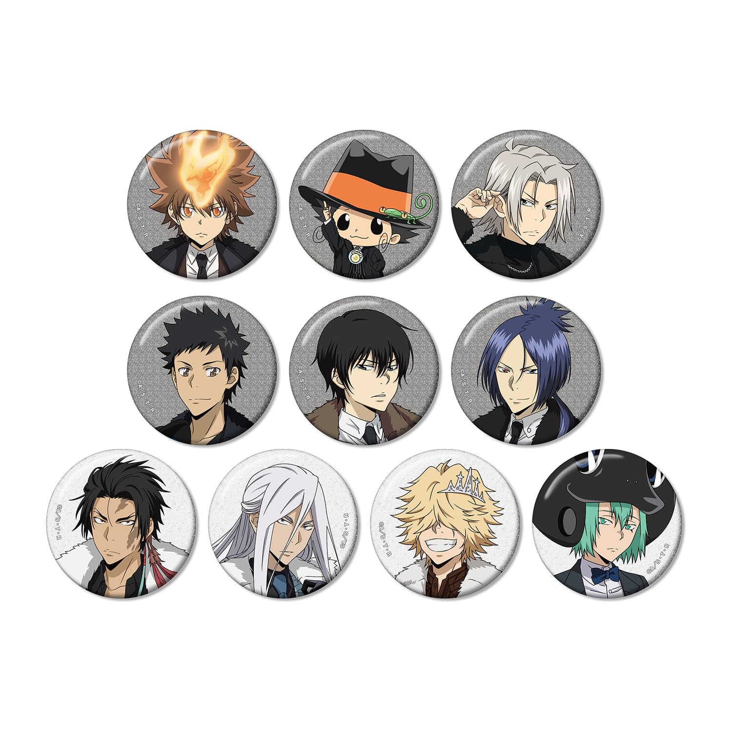 

Katekyo Hitman Reborn Оригинальная иллюстрация Меховое пальто x Костюм Вер. Торговый значок-пинки с блестками, коробка 10 шт.