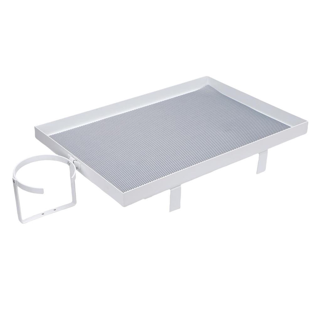 Bedside Shelf with Cup Holder Carbon Steel Bunk Bed Tray Clip On Nightstand with Hooks for College Dorm Room Table Storage