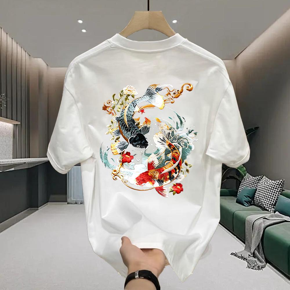 Short Sleeve Cotton Men'S Printed T-Shirt Trend Men'S And Women'S Versatile Crew Neck T-Shirt Men'S