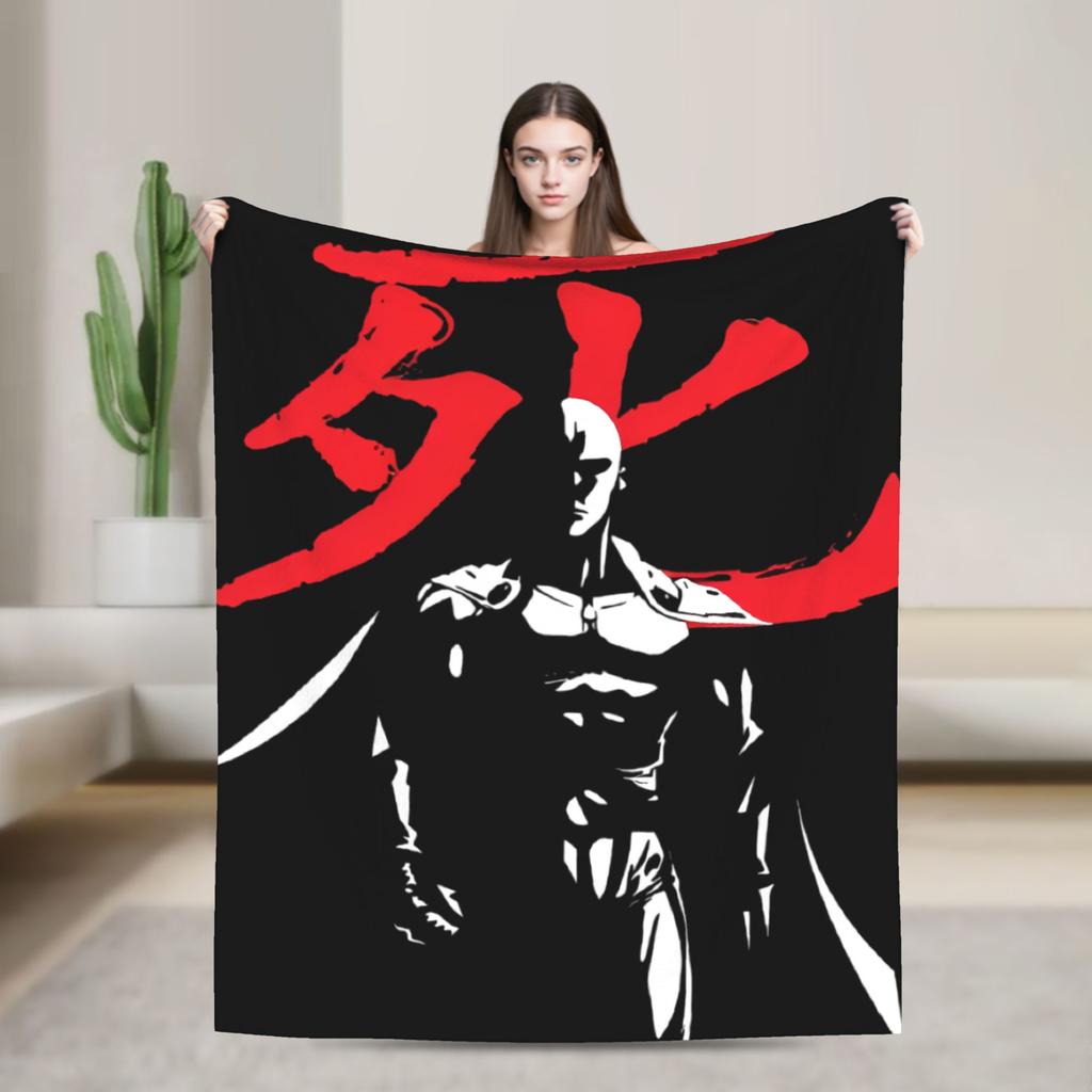 One Punch Man Saitama Anime Graphic Super Warm Blanket Picnic Plush Bedding Throws Print Flannel Bedspread Sofa Bed Cover