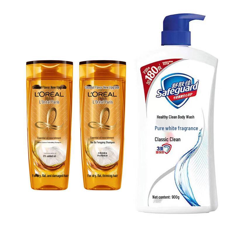 

L Oreal Hair Oil Nourishing Shampoo & Safeguard Body Wash Bundle