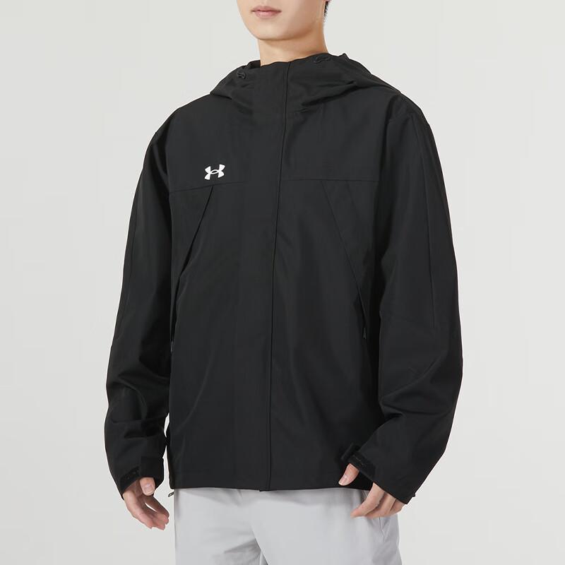 Under Armour Solid Logo Outdoor Training Running Fitness Hooded Jacket Men Jackets Black 23600401-001