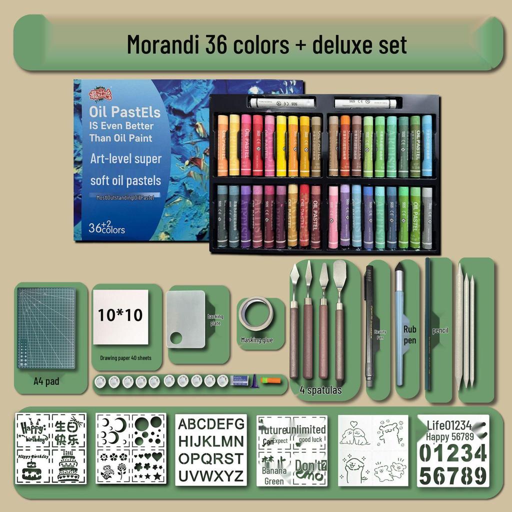 48-Color Super Soft Oil Pastels Set with Scraper - Child's Painting Kit