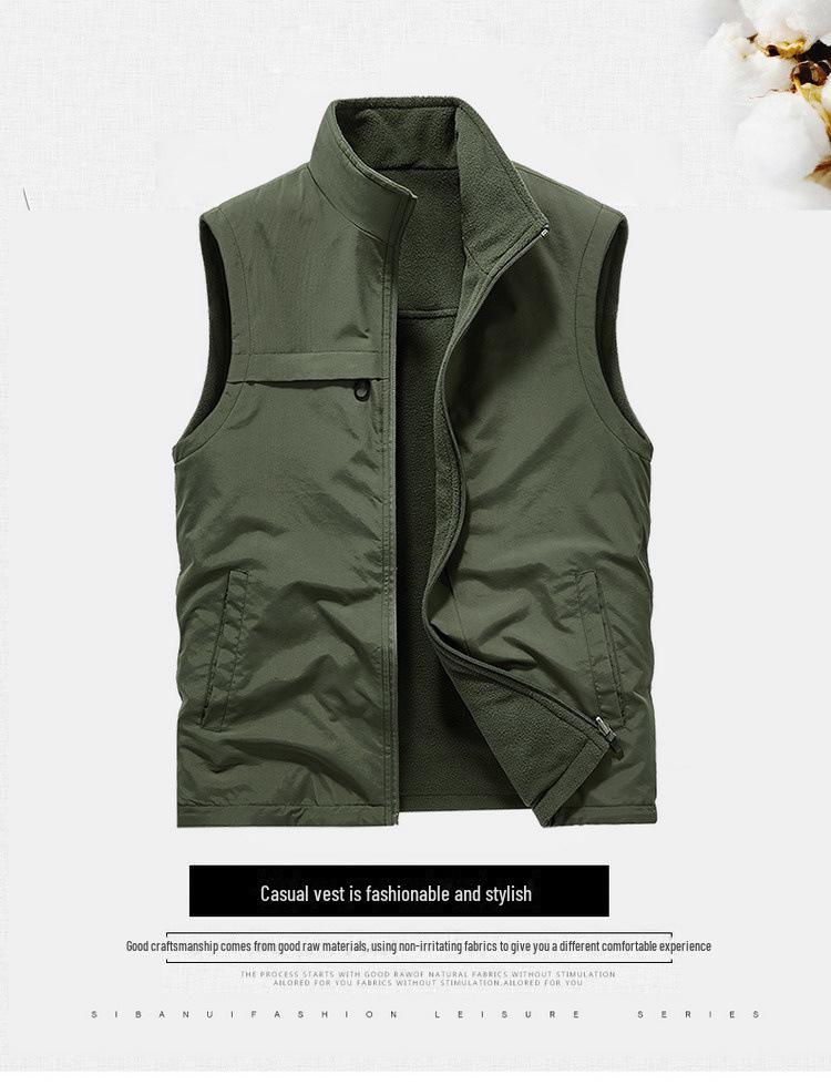 Herren Wende-Samtweste – Herbst/Winter Outdoor Winddicht, Warm, Aufgedrucktes Logo