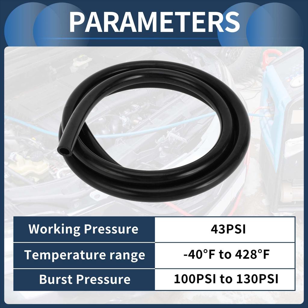 INFINAUTO Silicone Vacuum Tube Hose Engine 5FT 1/2" 12mm ID 2.5mm Thickness Car Automotive Vacuum Line Silicone Black High Temperature