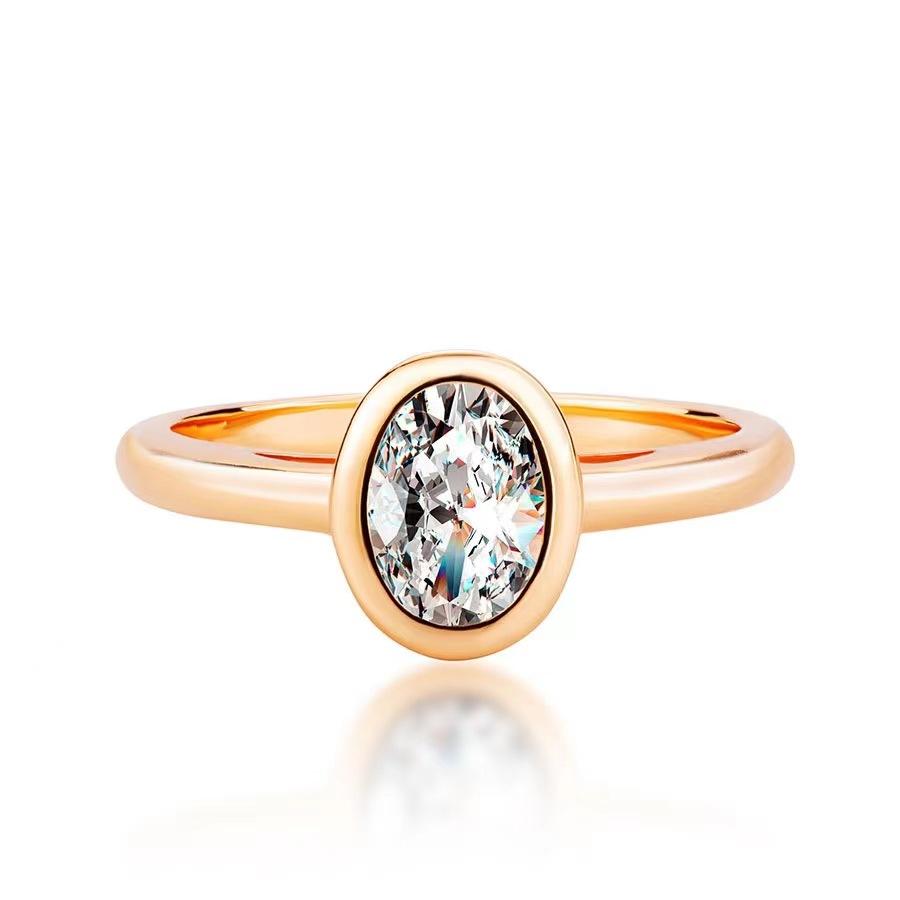S925 Sterlingsilber Platin 18 Karat Gold Eingerichtet mit 1,5 Karat Oval VVS Moissanit Mode Leichter Luxus Hochzeit Moissanit Ring