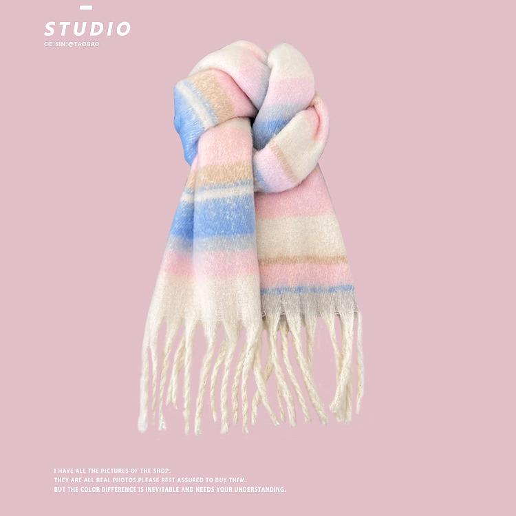 Maillard Premium Atmospheric Scarf for Women Winter New Korean Version Versatile Thickened Mohair Plush Scarf Autumn