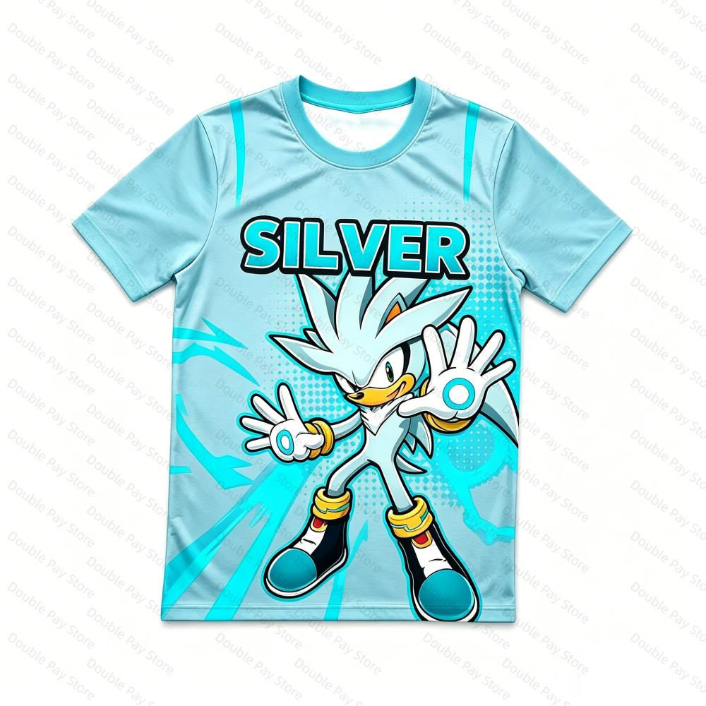 2026 Sonic 3D Print T-Shirt, Kids Cartoon Graphic Short Sleeve Tee, Men's Summer Casual Athletic T-Shirt