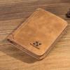 Men Retro Frosted Faux Leather Trifold Card Holder Clutch Purse Wallet Pockets