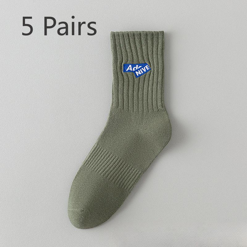 

5 пар мужских осенних дезодорирующих влагоотводящих спортивных носков-гольф из чистого хлопка 5 Pairs зелёный
