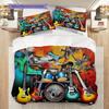 1PC Music, guitar Theme Bedding Quilt Set Quilt Cover Pillowcase Home Decoration Birthday Gift (1 * duvet cover + 2 * pillowcase, without core)