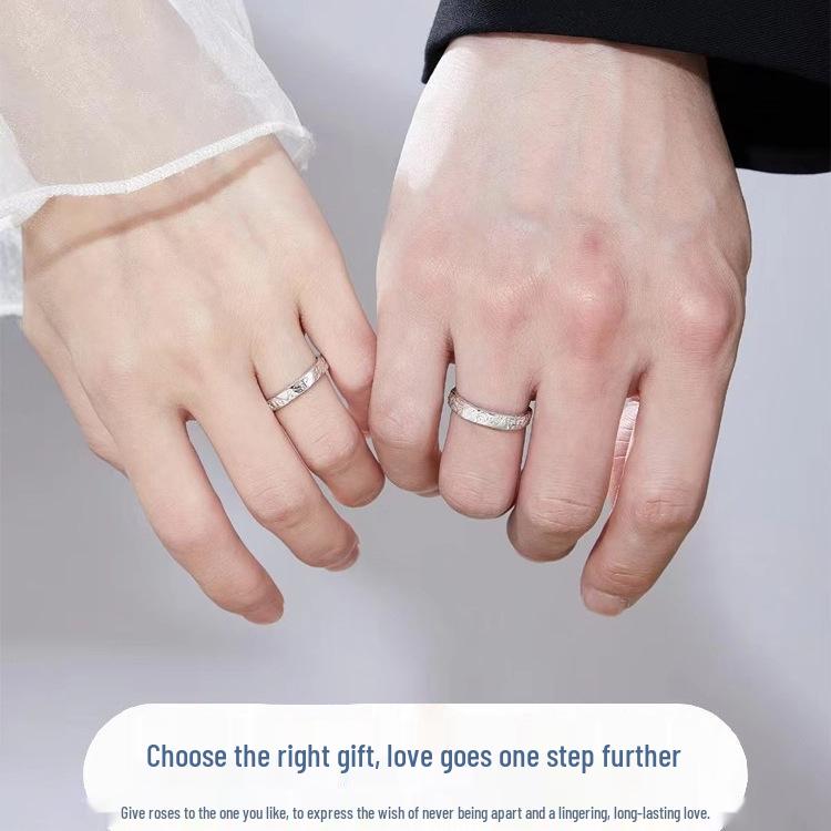 S999 Sterling Silver Little Prince and Rose Couple Rings - Luxurious, High-End Pure Silver Fashion