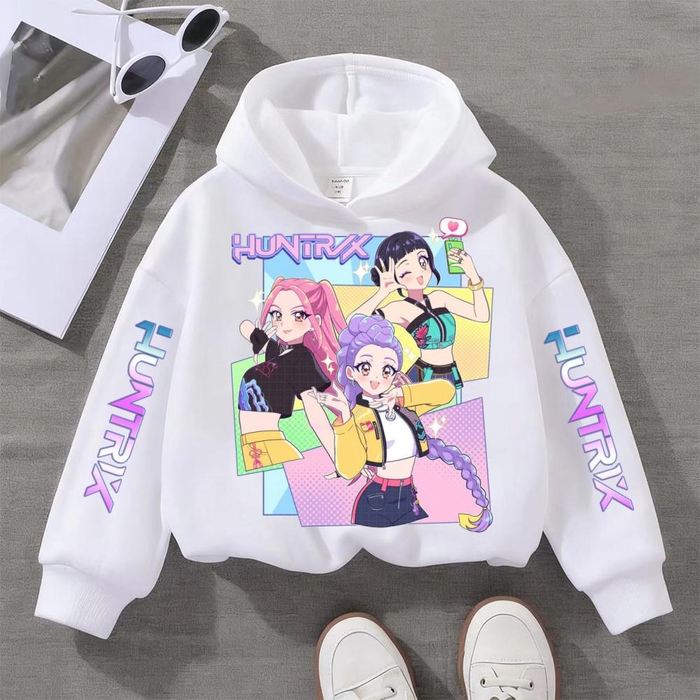 KPop Demon Hunter Cute Printed Girls' Hoodie Children's Autumn and Winter Casual Fashion Warm Pullover Sweatshirt