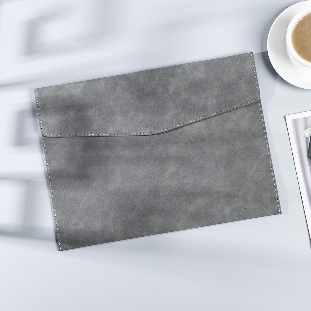 Waterproof Leather A4 Document Folder with Snap Button Closure - Portable, Large Capacity, Business File Organizer