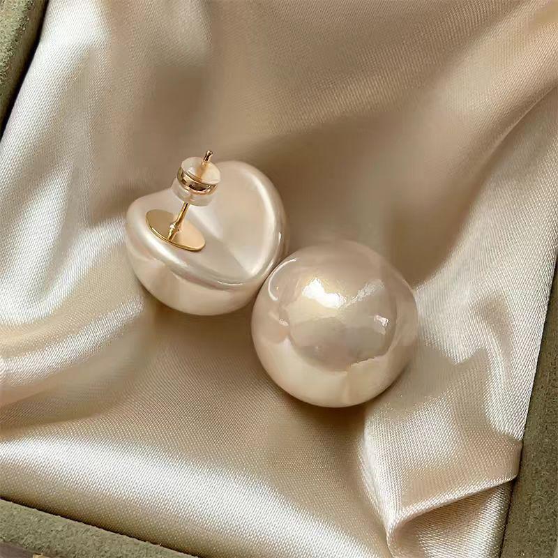 Elegant Half-Circle Steamed Bun Stud Earrings - Versatile French Classic Design for Women