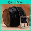Mens Genuine Leather Waist Belt With Nickelplated Buckle And Square Pattern For Office And Casual