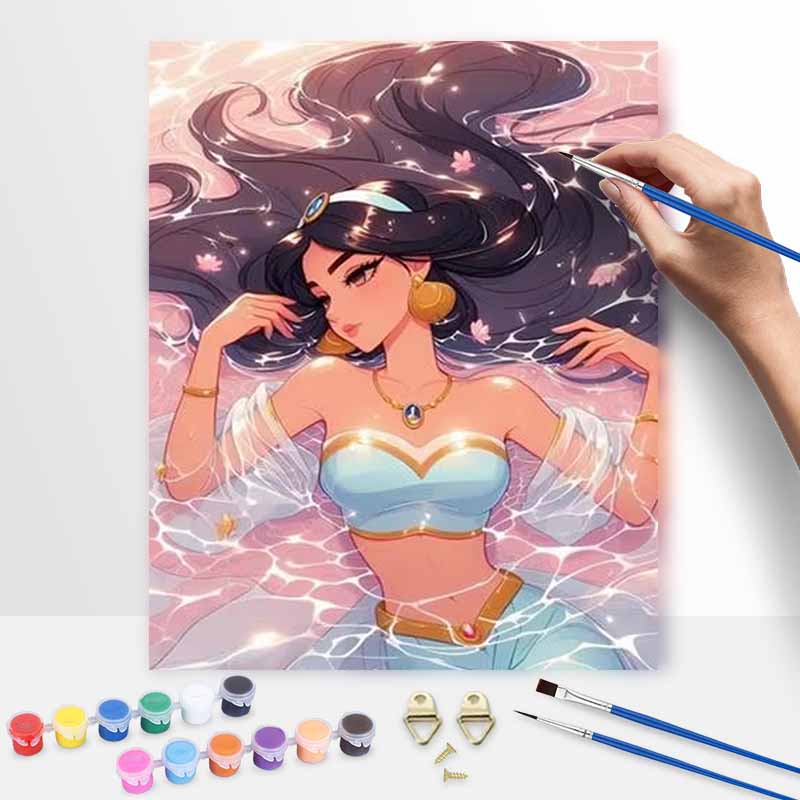 Disney Princess Jasmine DIY Oil Painting Art Painting Kit Home Wall Decor Handmade Gift Relaxing Canvas Art For Bedroom Living Room