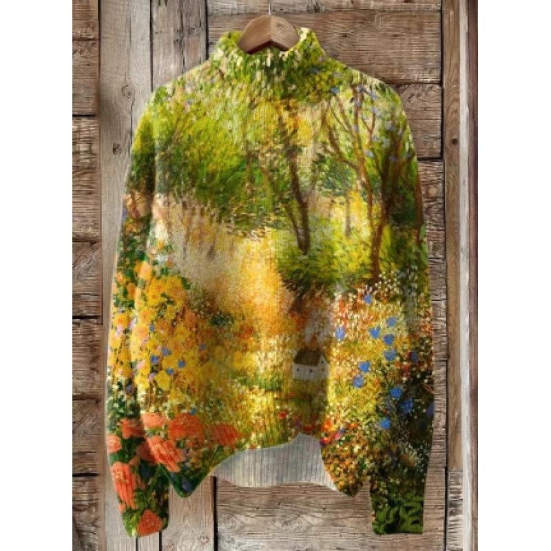 Neuer bedruckter lässiger Umhang Cardigan Pullover