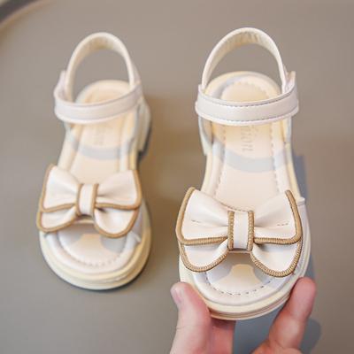 Kinder Mädchen Strandsandalen Offene Zehen Schleife Vielseitig Lässig 2024 Sommer Alleskönner Kinder Mode Chic Prinzessin Schuhe für Hochzeit