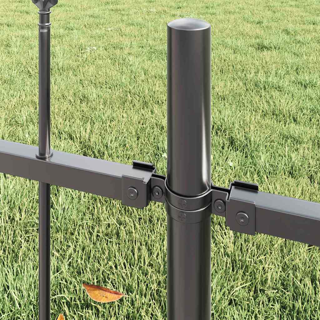 Garden Fence Panel Set 5 Pcs Gray 8.5 X 0.6 M Powder Coated Steel