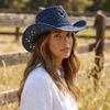 Vintage Style Beach Hat Wide Brim Sun Cowboy Hat Unisex Bohemian Straw Hat  Travel