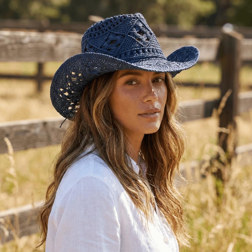 Vintage Style Beach Hat Wide Brim Sun Cowboy Hat Unisex Bohemian Straw Hat Travel
