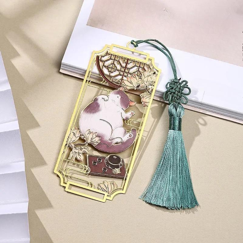 Style Chinese Hollowed 1pcs Creative Out Metal Cat Bookmarks Students Library Reading Tools Teachers Day Gifts School Souvenirs
