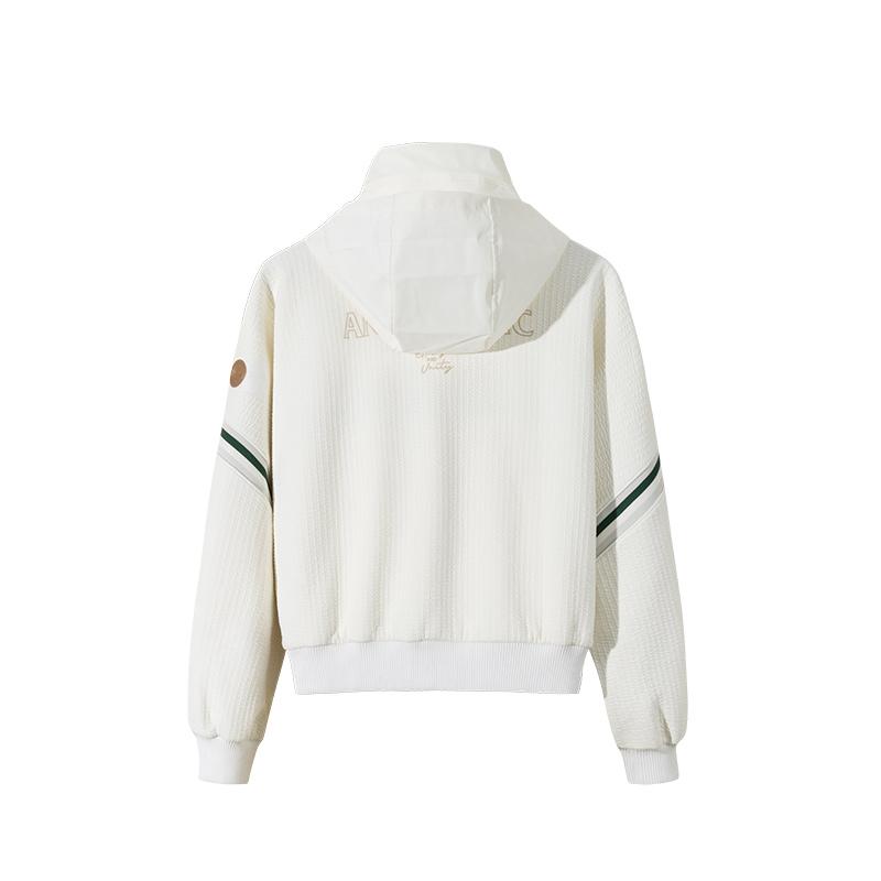 Anta Comfortable Warm Minimalist Hooded Jacket Women Jacket Ivory-White Digital-Fog-Gray 162518755-1