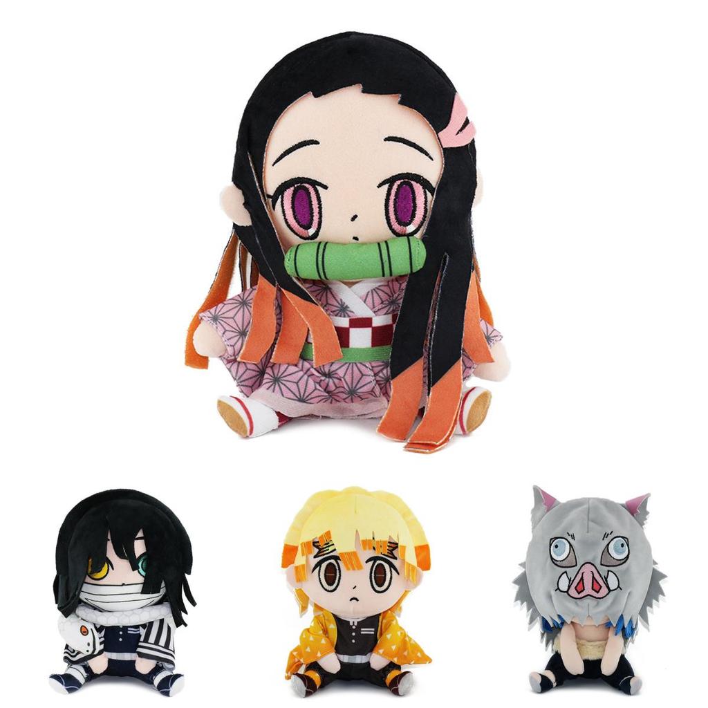 17cm Demon Slayer Xmas Gifts Plush Toys Set Nezuko Tanjiro Giyuu Inosuke Zenitsu