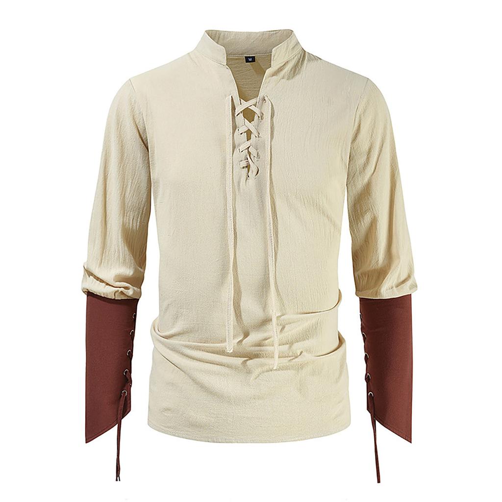 Men's Golf Shirt Casual Sports V Neck Ribbed Collar Long Sleeve Fashion Casual Solid Color Plain Spring & Summer Regular Fit