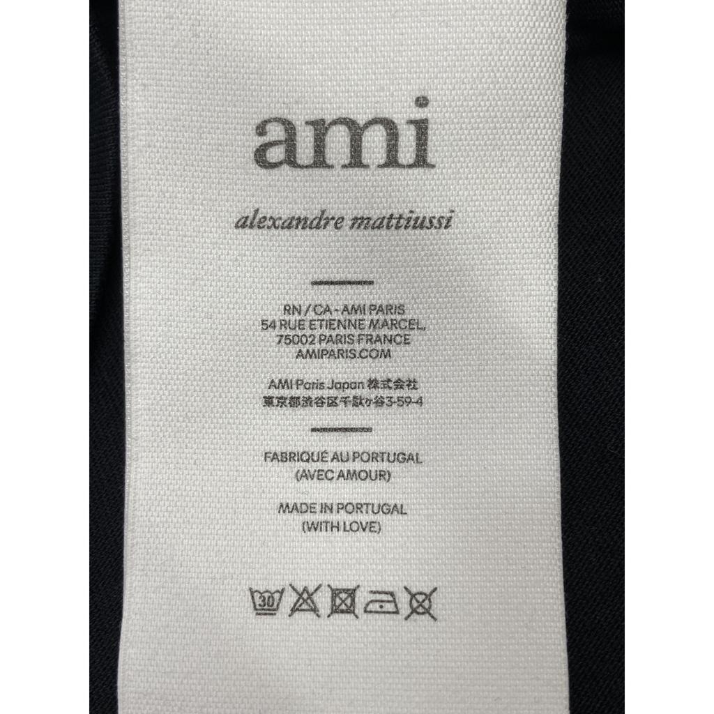 AMI PARIS UTS024.726 Black Cotton Heart Logo T-Shirt tops S blackUsed